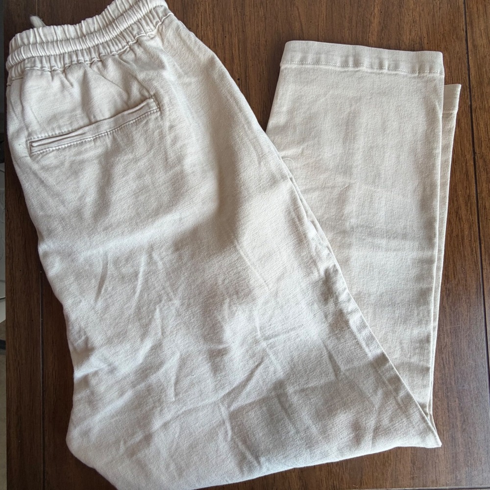 Pistola Cream Cotton Blend Drawstring Elastic Waist Jogger Tapered Pants Size M - Picture 6 of 9